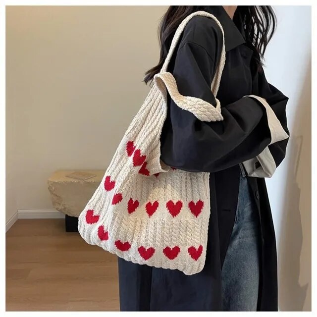 Strickhandtasche Mit Herz