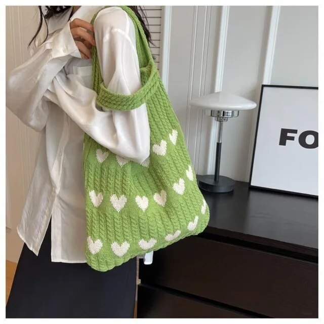 Strickhandtasche Mit Herz