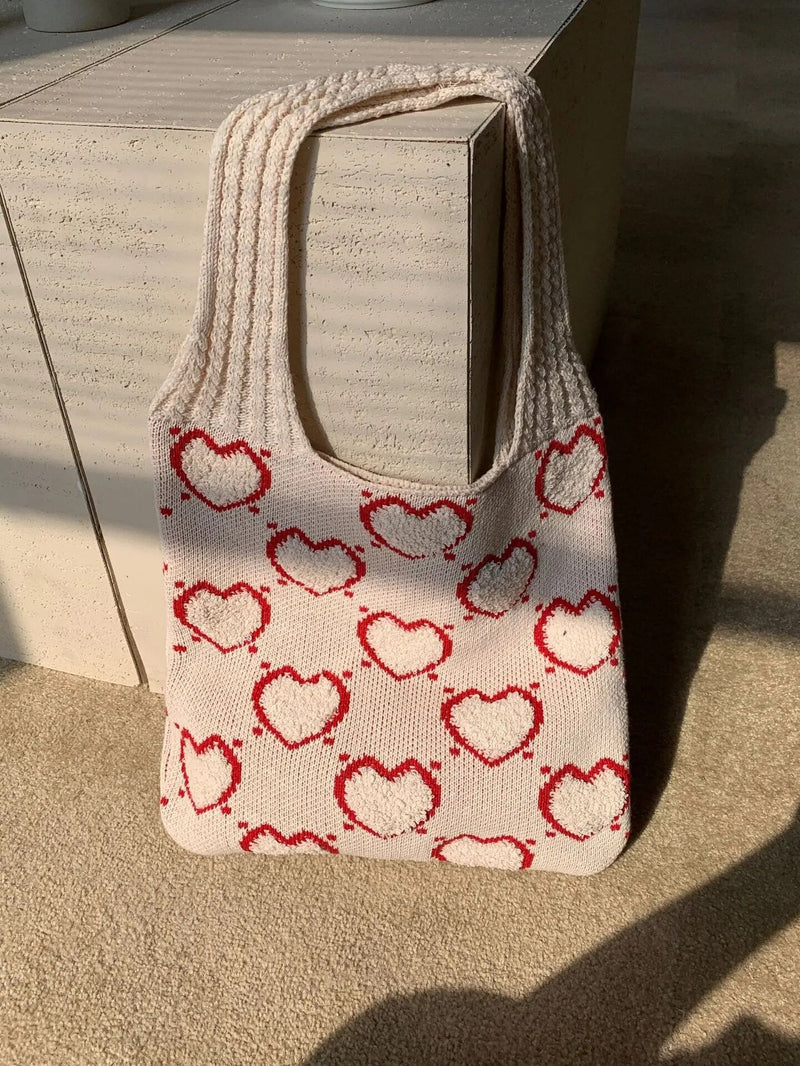 Strickhandtasche Mit Herz