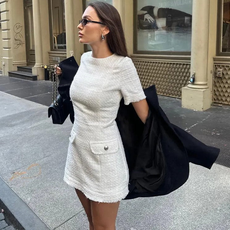 Elegantes Heidi -Strukturiertes Etuikleid mit Taschendetai