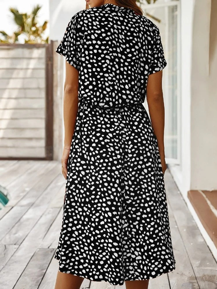 Bequemes Casual Kleid | Gepunktetes kurzärmeliges Sommerkleid für dich