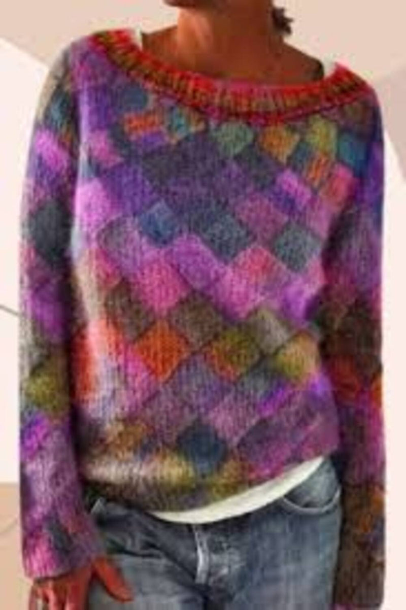 Azalea - Stilvoller, lockerer Pullover mit Diamantmuster