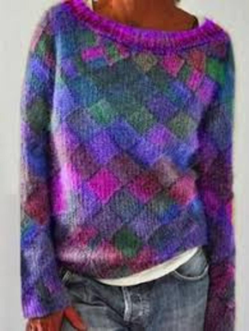 Azalea - Stilvoller, lockerer Pullover mit Diamantmuster