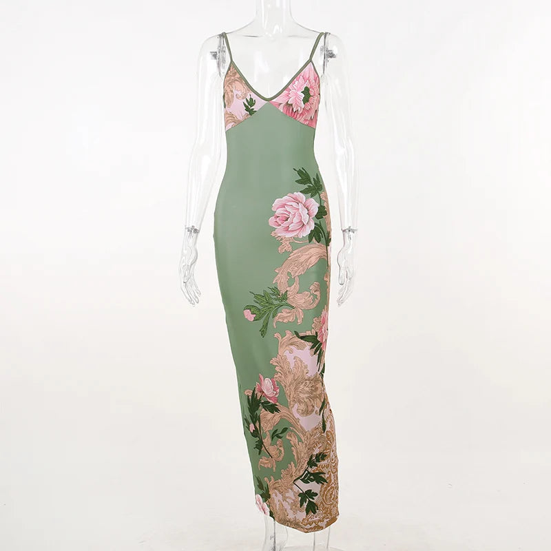 Elegantes Maxikleid mit Rosa Blumenmuster