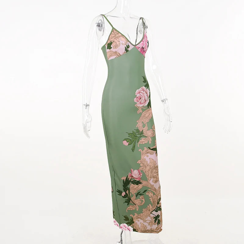 Elegantes Maxikleid mit Rosa Blumenmuster