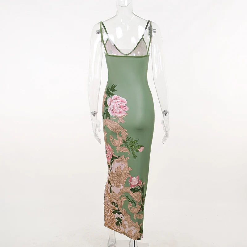 Elegantes Maxikleid mit Rosa Blumenmuster
