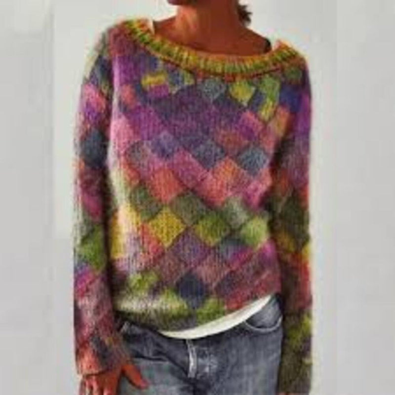 Azalea - Stilvoller, lockerer Pullover mit Diamantmuster