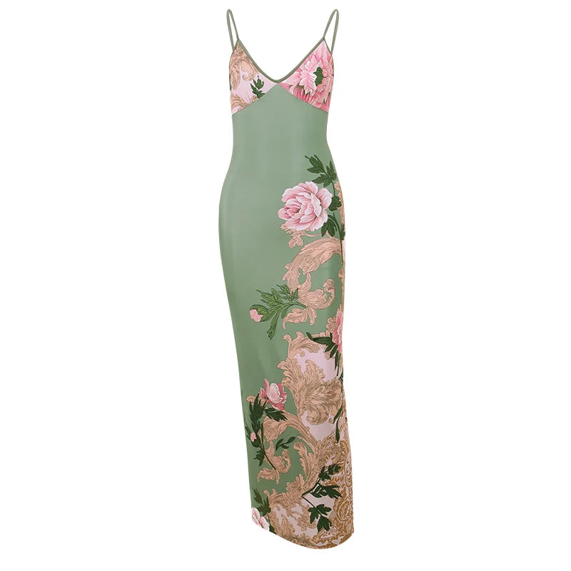 Elegantes Maxikleid mit Rosa Blumenmuster