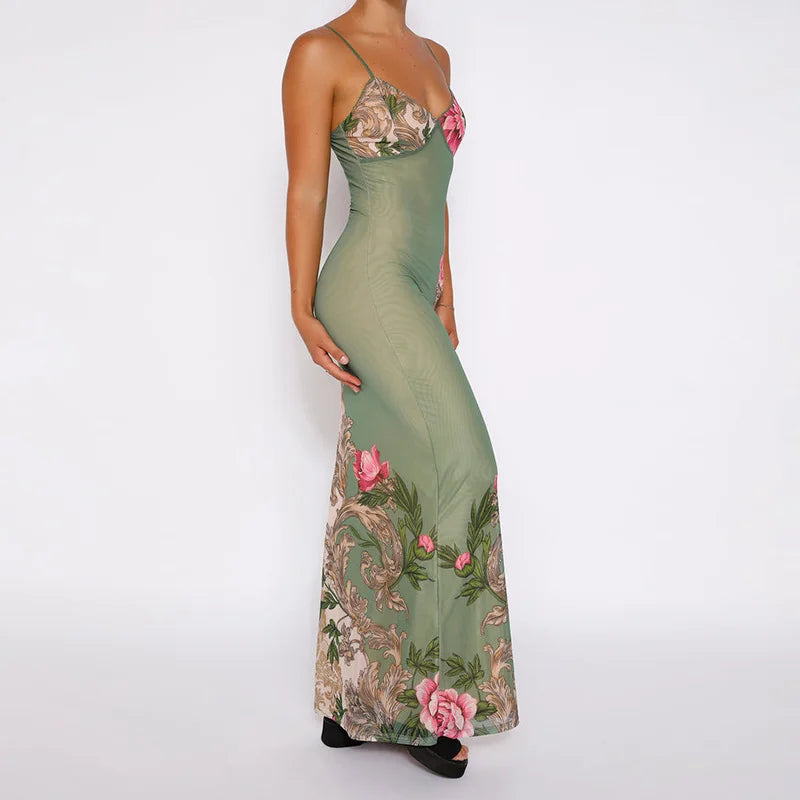 Elegantes Maxikleid mit Rosa Blumenmuster