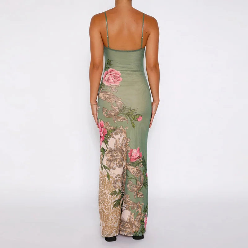 Elegantes Maxikleid mit Rosa Blumenmuster