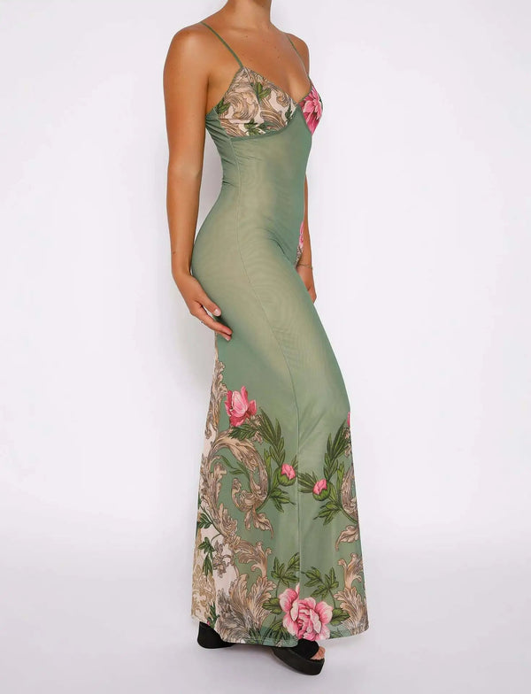 Wunderschönes Florales Maxikleid mit V-Ausschnitt