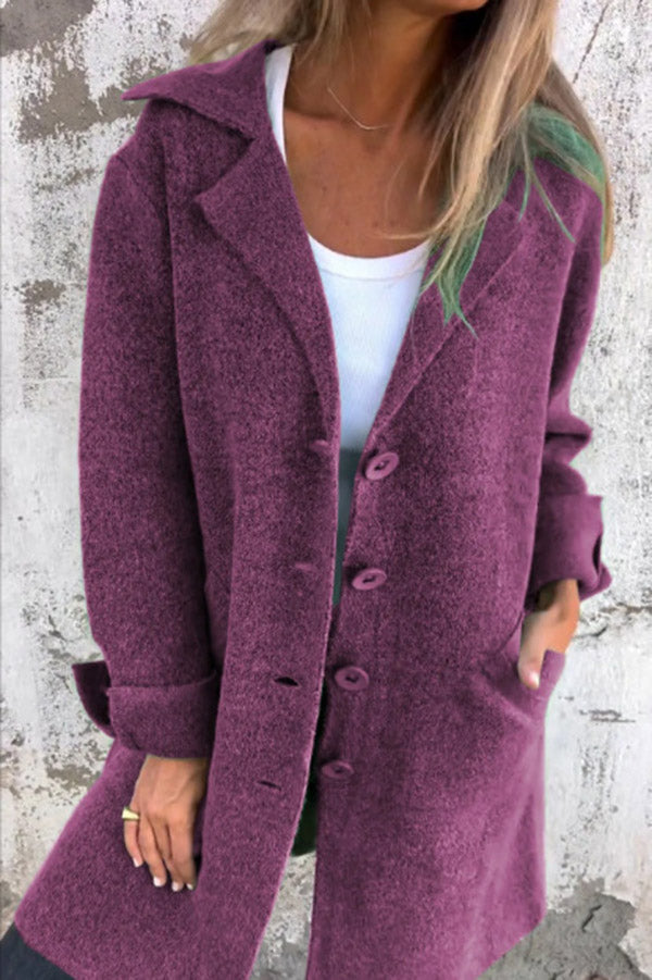Klassische Herbst Midi Jacke mit Taschen für Frauen