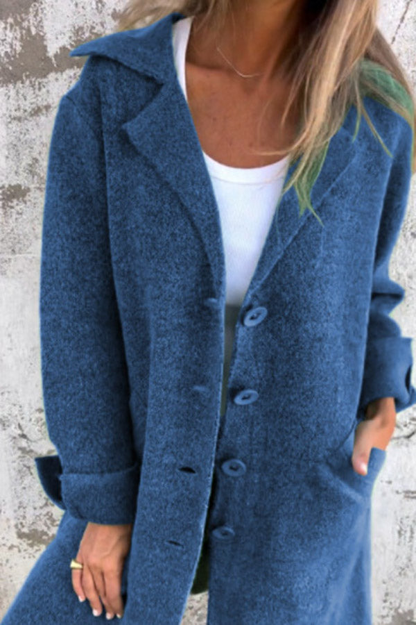Klassische Herbst Midi Jacke mit Taschen für Frauen