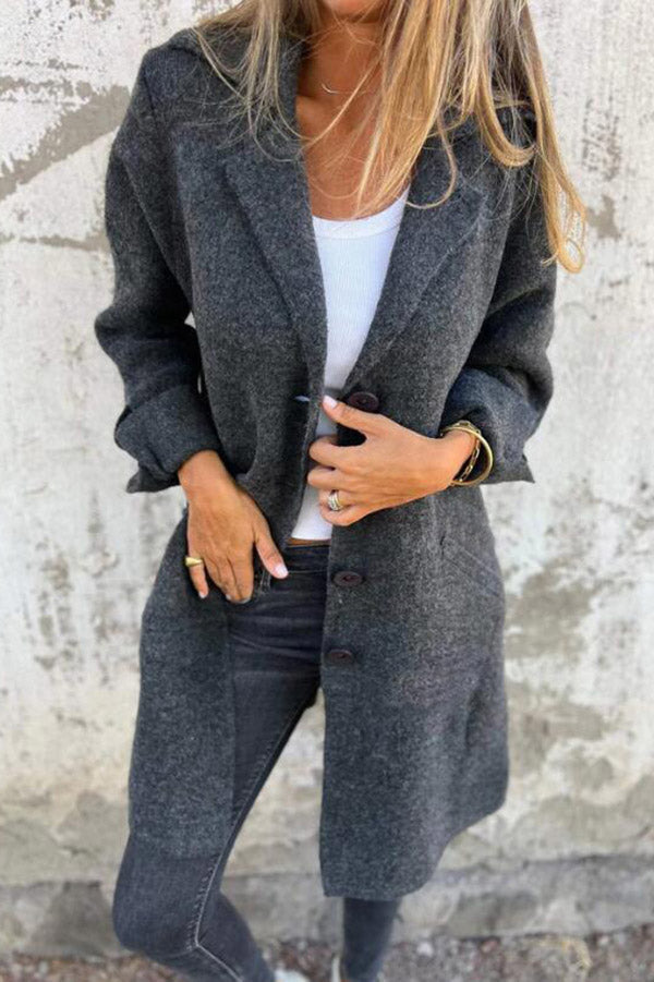 Klassische Herbst Midi Jacke mit Taschen für Frauen