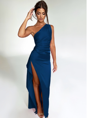 Elegantes Ein-Schulter Maxi-Kleid für Feste