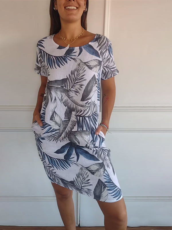 Rundhalsausschnitt – stilvolles und bequemes Kleid mit Aufdruck
