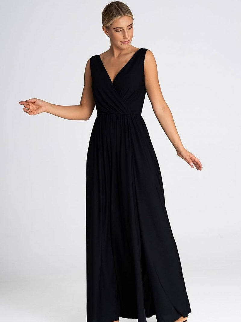Elegantes Schwarzes Maxi-Kleid Mit Schlitz