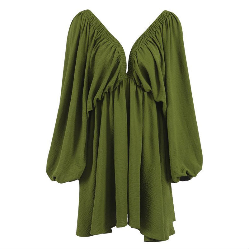 Elegantes Heidi -Gerafftes Minikleid mit Schmetterlingsärmeln