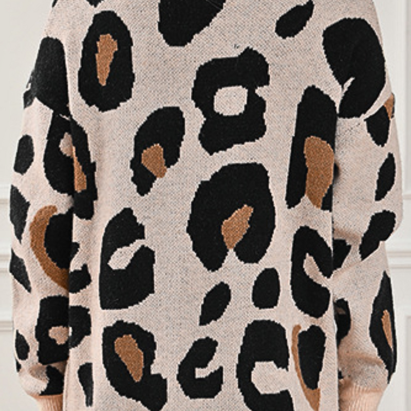 Bequeme Elegante Strickjacke mit Leopardenmuster