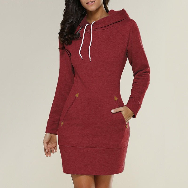 Bequemes - Lässiges Hoodie-Kleid über dem Knie für dich