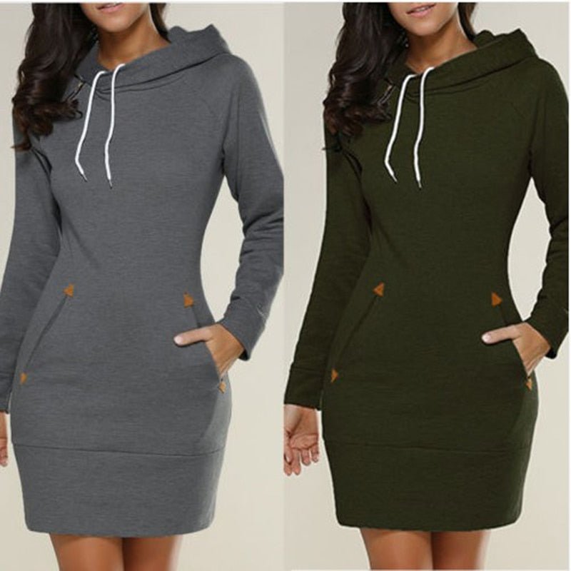 Bequemes - Lässiges Hoodie-Kleid über dem Knie für dich