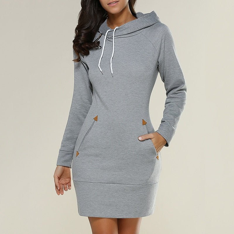 Bequemes - Lässiges Hoodie-Kleid über dem Knie für dich