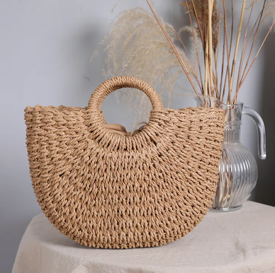 Rattan - Handgefertigte Tragetasche in Form eines Mondes