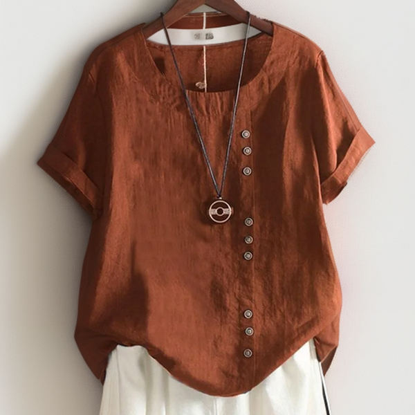 Joline - T-Shirt mit Rundhalsausschnitt und Knöpfen