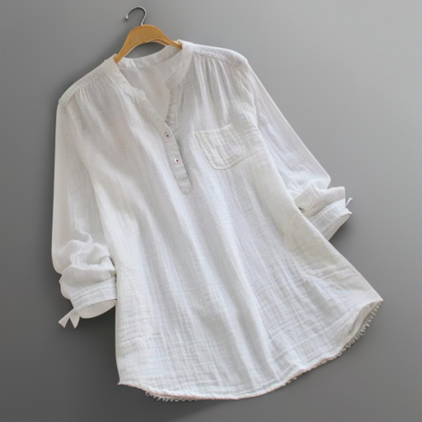 Bequemes Molly - Shirt mit V-Ausschnitt, Knöpfen und Taschen