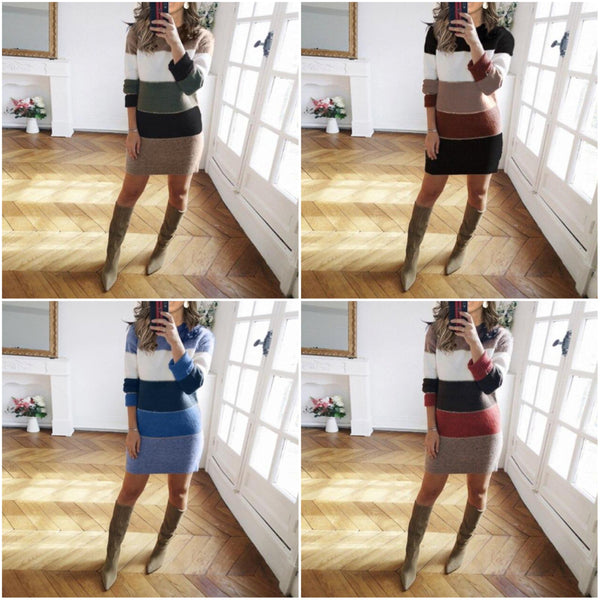 Bequemes | Gestreiftes Strickkleid für dich