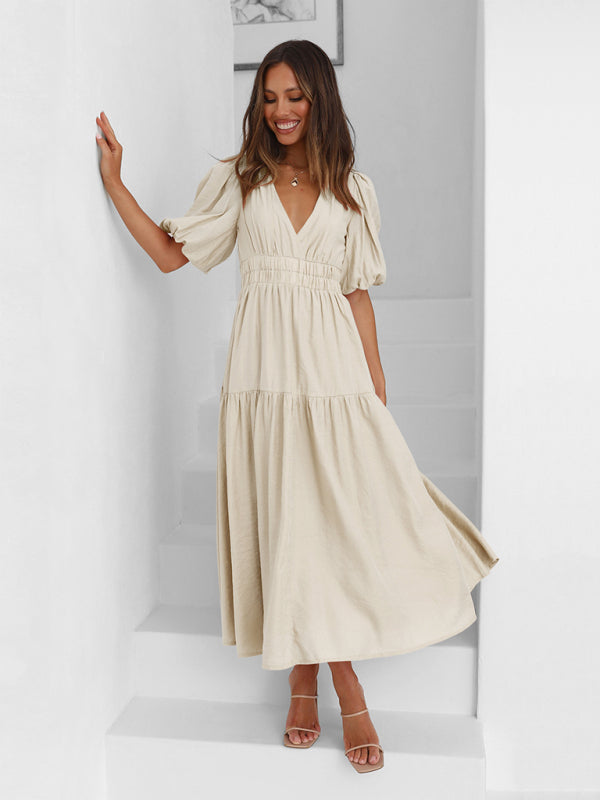 Elegantes Maxikleid mit Puffärmeln für jeden Anlass