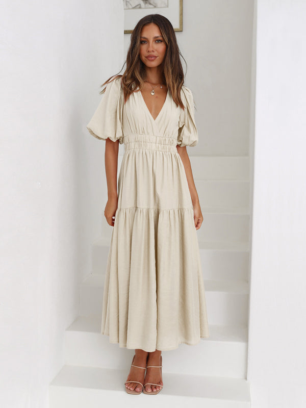 Elegantes Maxikleid mit Puffärmeln für jeden Anlass