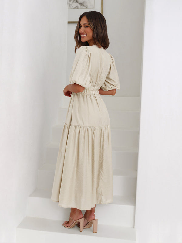 Elegantes Maxikleid mit Puffärmeln für jeden Anlass