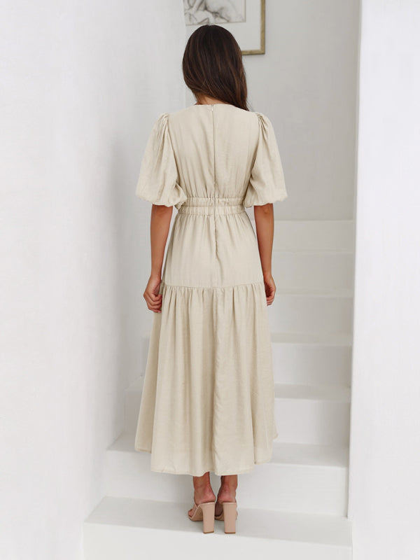 Elegantes Maxikleid mit Puffärmeln für jeden Anlass