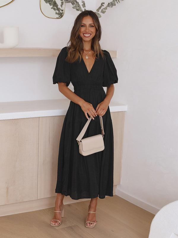 Elegantes Maxikleid mit Puffärmeln für jeden Anlass