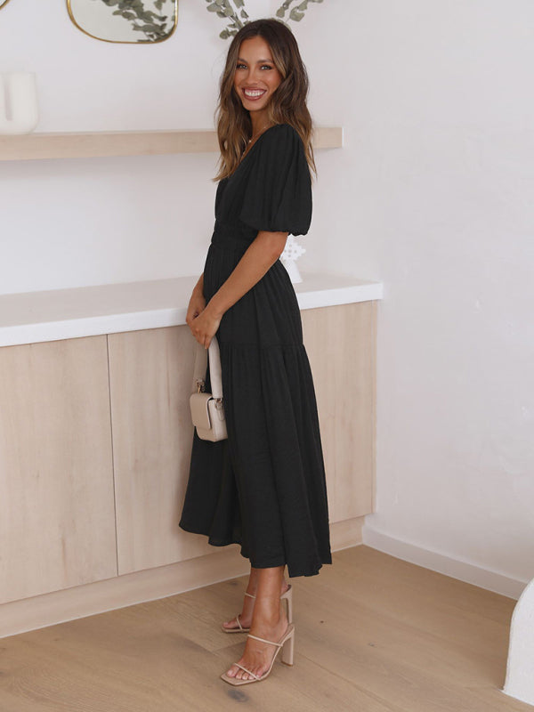 Elegantes Maxikleid mit Puffärmeln für jeden Anlass