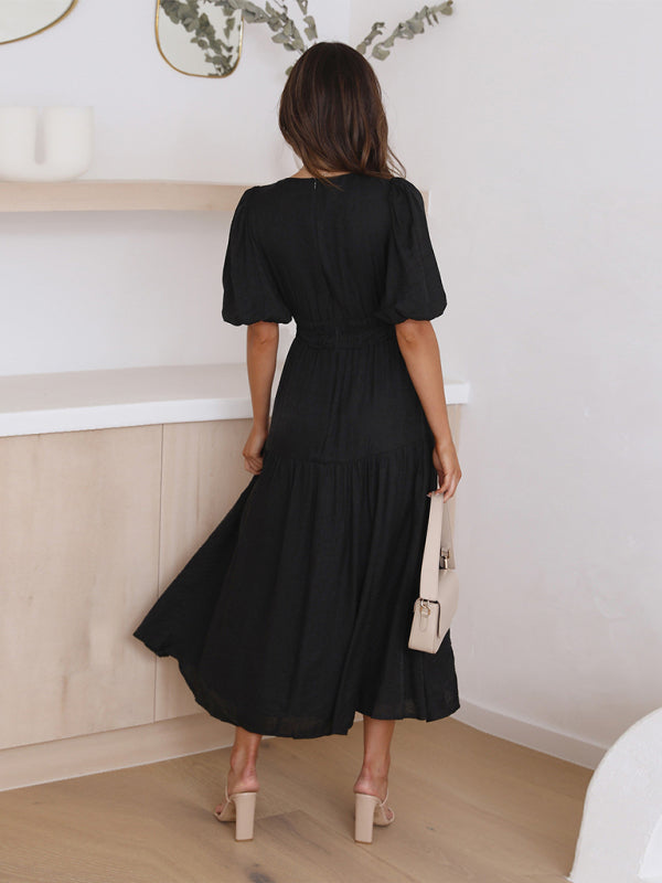 Elegantes Maxikleid mit Puffärmeln für jeden Anlass