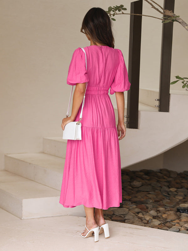 Elegantes Maxikleid mit Puffärmeln für jeden Anlass