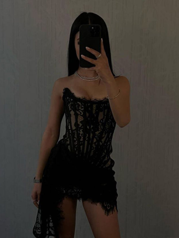 Elegantes Heidi -Elegance Spitze Korsett Minikleid