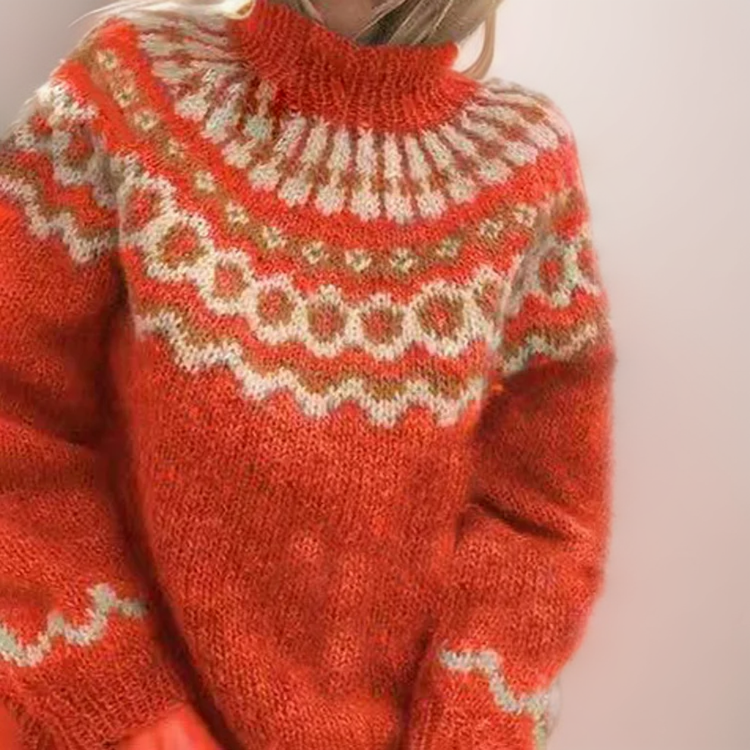 Inge – Grober und gemütlicher Pullover mit hohem Halsausschnitt