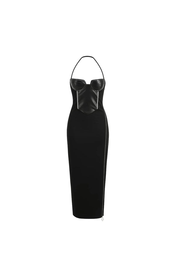 Elegantes Neckholder-Maxikleid mit Reiaverschlussschlitz
