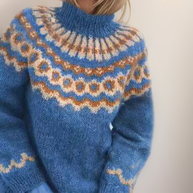 Inge – Grober und gemütlicher Pullover mit hohem Halsausschnitt