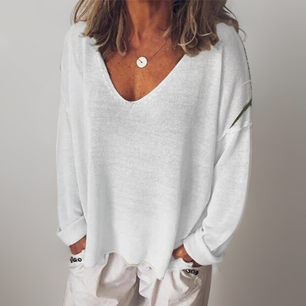 Bequemes Langarm-T-Shirt Malorie - V-Ausschnitt