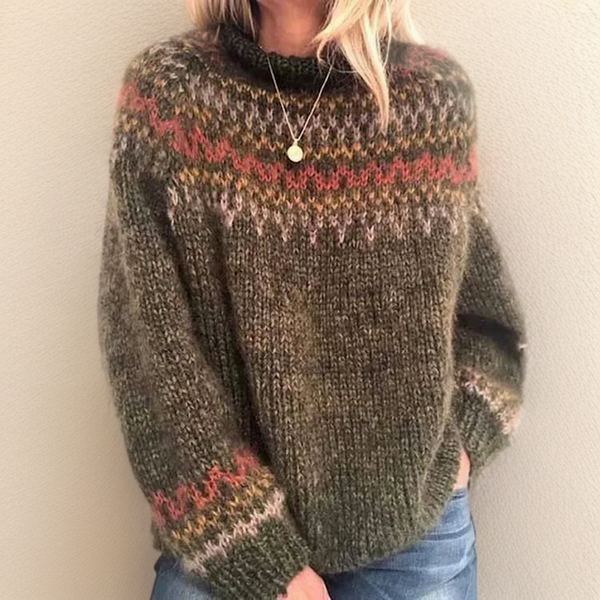 Damen Pullover Pedrini | Retro-Stil | Hoher Kragen | Weiche Gestrickte Textur
