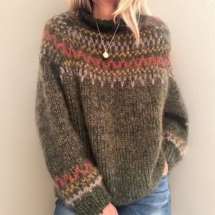 Pedrini - Retro-Stil Pullover mit hohem Kragen