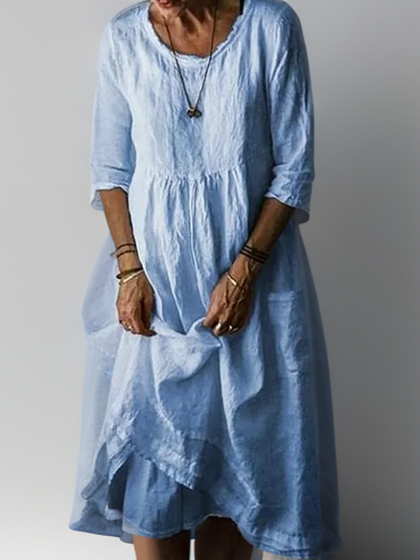 Caroline - Maksi Kleid mit lockerem Rundhalsausschnitt