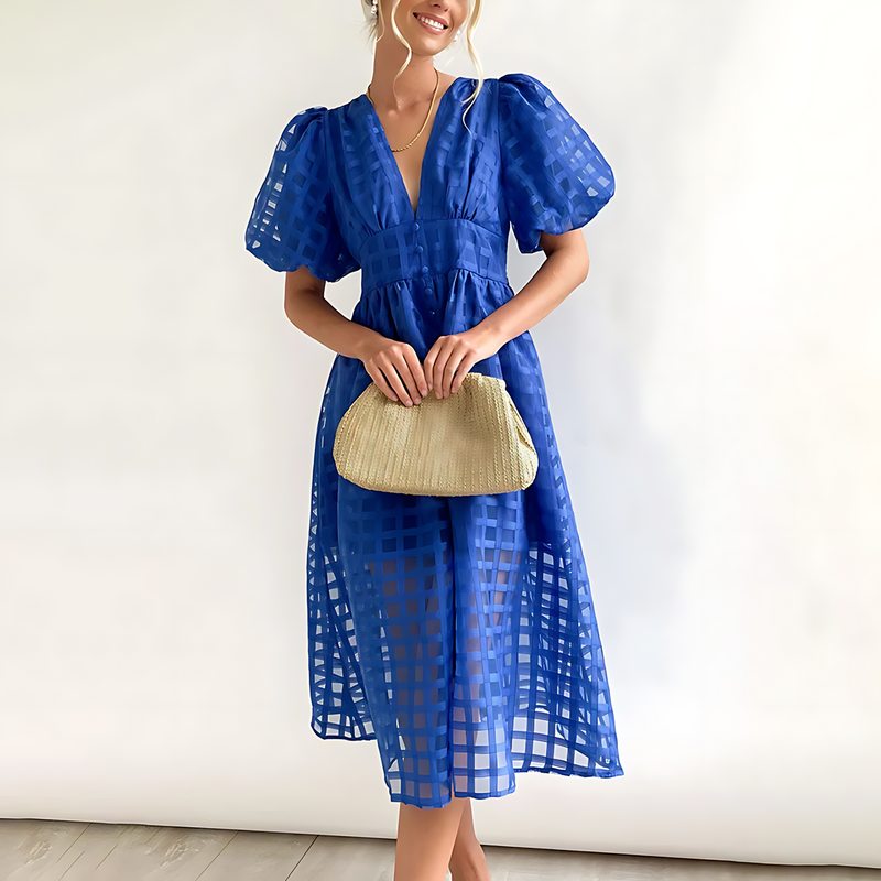 Meliora - Einzigartiges Midikleid mit Puffärmeln