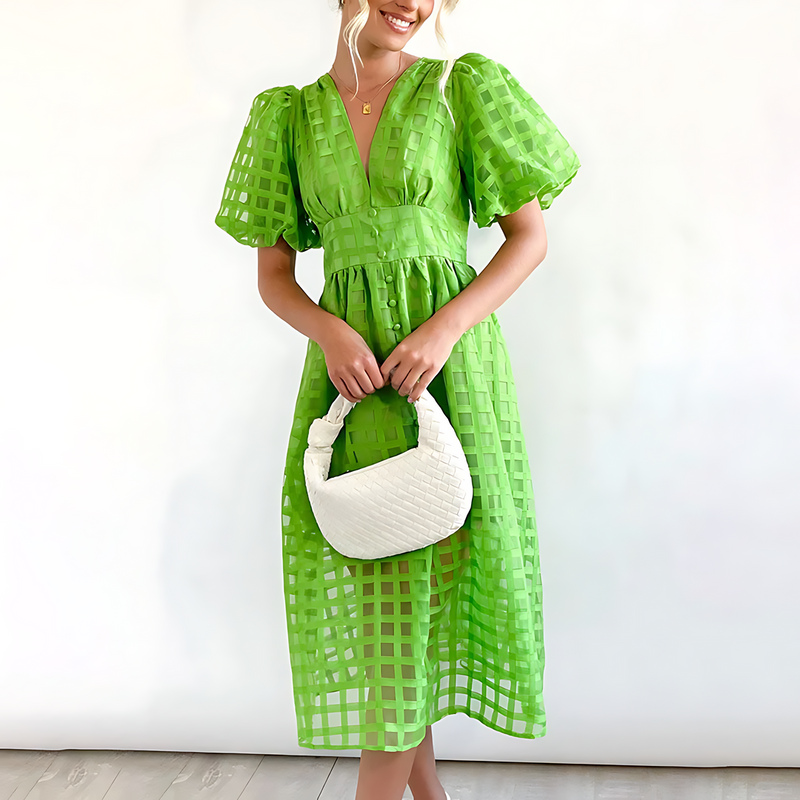 Meliora - Einzigartiges Midikleid mit Puffärmeln