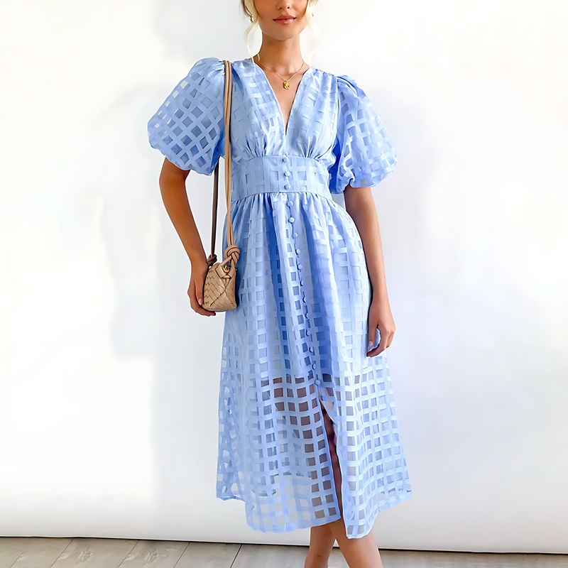 Meliora - Einzigartiges Midikleid mit Puffärmeln