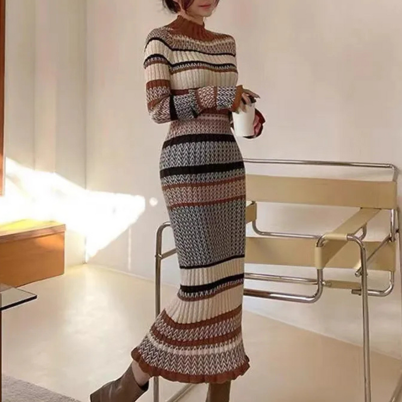 Elegante und Warme Strickkleid für Damen